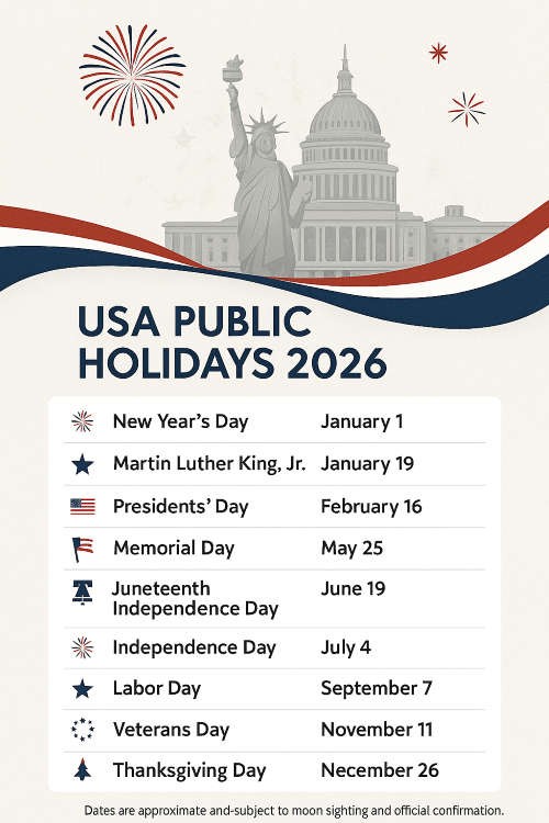 USA public holidays 2026: A Year of Celebration and Reflection
